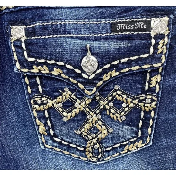 Miss Me Womens  Signature Rise Skinny Jeans Embellished Pockets Blue Size 29 - Picture 5 of 16